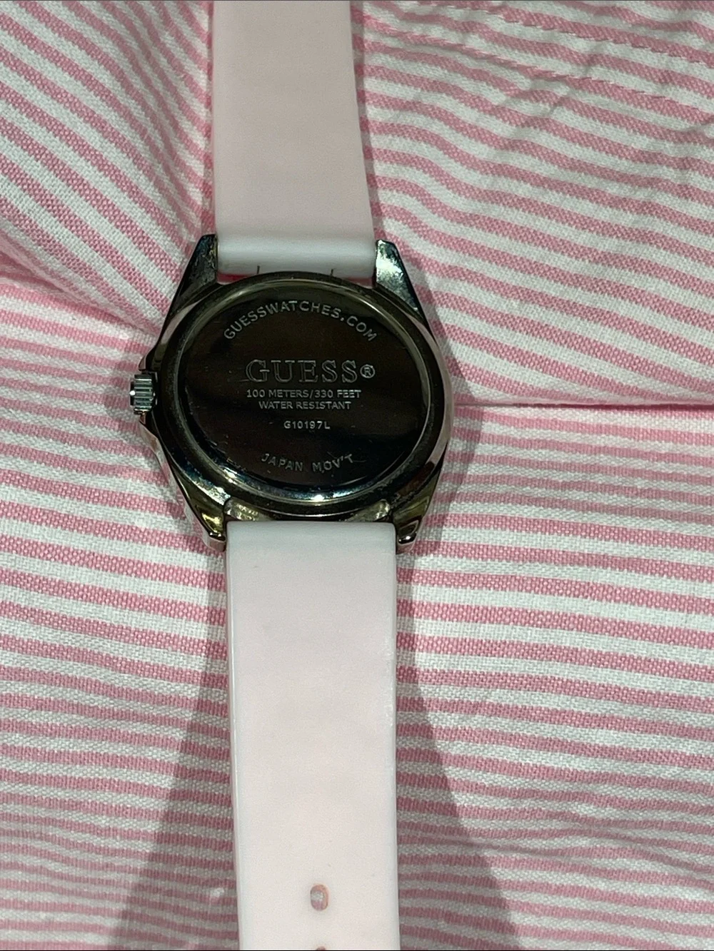 Vintage guess watch with white and pink rhinestone bezel 🩷
